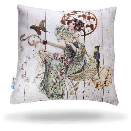 8434211144161 - Dekokissen Kissenhülle Vintage Japan Dame Grün 40x40 cm - Natur - Etérea