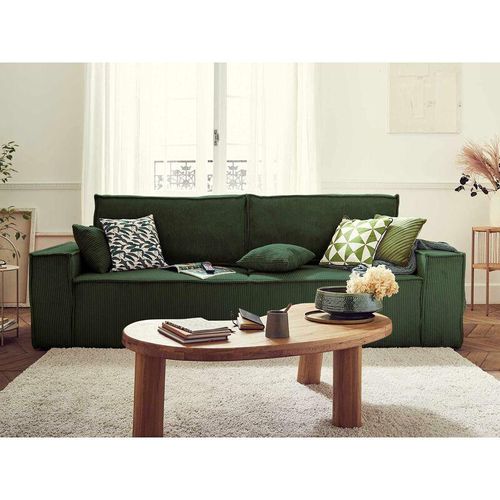 3701061724764 - Bestmobilier - Dellia – 3-sitzer sofa mit schlaffunktion – mit bettkasten – aus cord – zeitgenössischer stil - grün - Grün