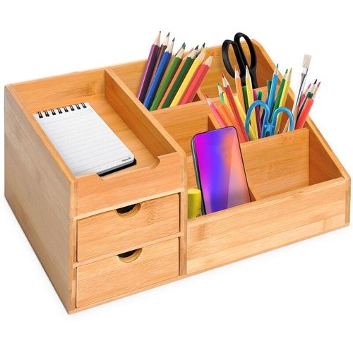 4250871263202 - Schreibtischorganizer mit 2 Schubladen natur 33 x 205 x 155 cm (LxBxH) Aufbewahrungsbox Büro Organisation Schreibtischbox