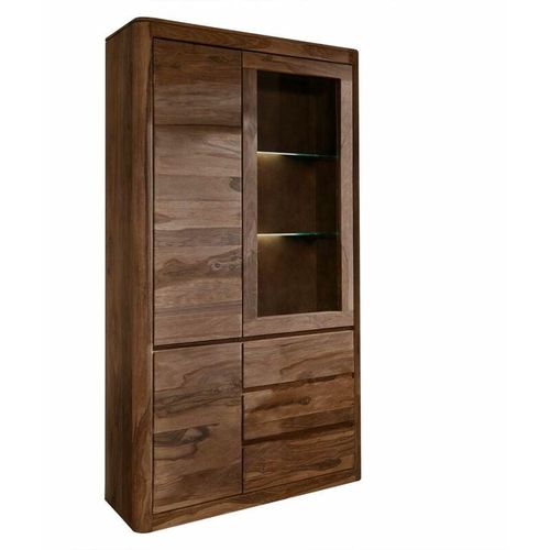 4251213524357 - Massivmoebel24de - Vitrine Sheesham 109x40x202 smoked cherry gebeizt toronto 111 - dunkelbraun