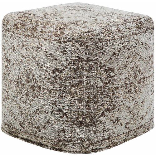 4260602375692 - Beliani - Pouf Taupe Baumwolle quadratisch 42 x 42 cm mit eps Füllung orientalisches Muster Boho-Stil Deko Fußhocker für Wohnzimmer Schlafzimmer Flur