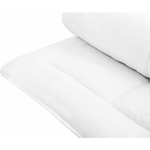 4260586351750 - Beliani - Bettdecke Weiß Mikrofaser 155 x 220 cm Extra Warm Ganzjahresdecke Vier-Jahreszeiten Steppdecke Steppbett Monochromatisch Paspel Schlafzimmer