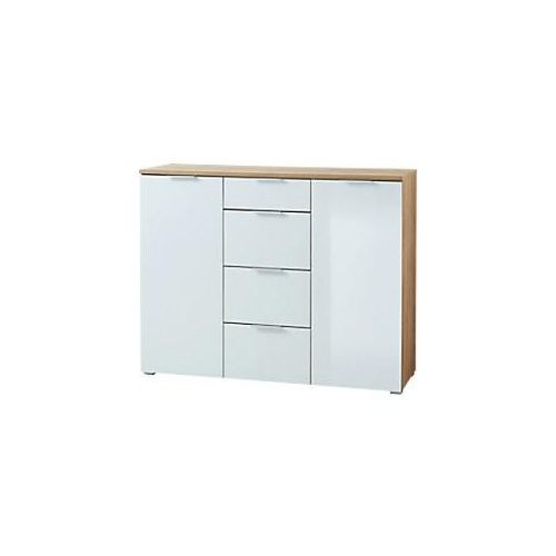 4005949398221 - GERMANIA Sideboard TELDE 3982-242 weiß navarra-eiche 4 Fachböden 1340 x 400 x 1050 cm