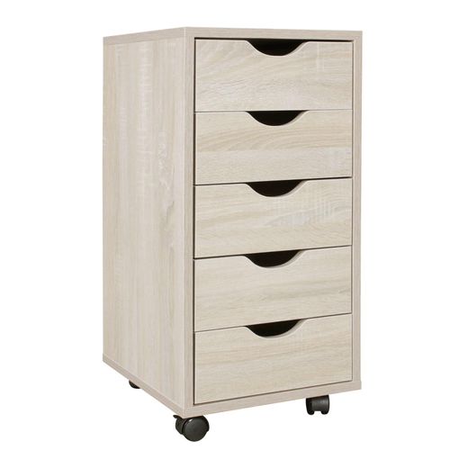 4251745765792 - Rollcontainer 5 Schubladen MDF-Holz Büro Wohnzimmer - Stilvoller Stauraum