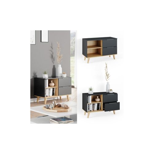 4066731028252 - Kommode Wohnzimmerschrank Anrichte Neptune Anthrazit Buche Schublade 90 cm 4066731028252 - Kommode Wohnzimmerschrank Anrichte Neptune Anthrazit Buche Schublade 90 cm