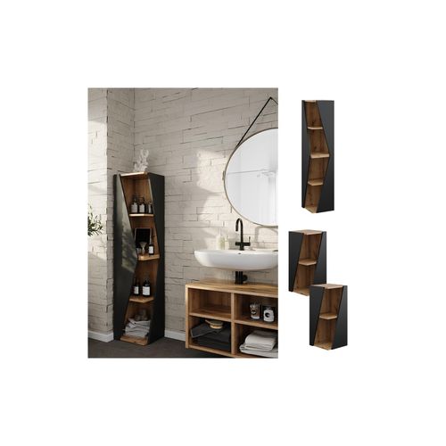 4066731326693 - Badregal Benno 316 x 705 cm Anthrazit-Eiche 3 Ablagen Badezimmer