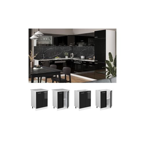 4066731344857 - Unterschrank Küchenschrank R-Line Solid Weiß Schwarz 60 cm modern Arbeitsplatte
