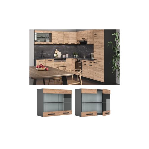 4251421956025 - VICCO Küchenschrank Hängeschrank Hängeglasschrank 80 cm R-Line Anthrazit 4251421956025 - VICCO Küchenschrank Hängeschrank Hängeglasschrank 80 cm R-Line Anthrazit