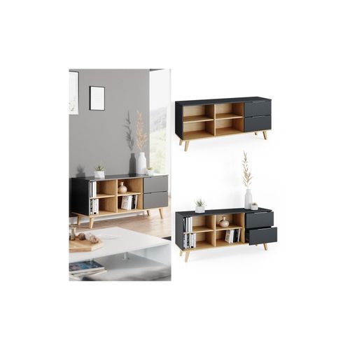 4066731028269 - Kommode Wohnzimmerschrank Anrichte Neptune Anthrazit Buche Schublade 134cm 4066731028269 - Kommode Wohnzimmerschrank Anrichte Neptune Anthrazit Buche Schublade 134cm