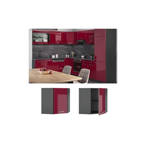 4251421956278 - Eckhängeschrank R-Line 57 cm Anthrazit Bordeaux-Rot Hochglanz modern Vicco