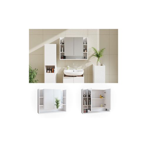 4066731036905 - BadspiegelWandspiegel Spiegel Elira Weiß Badezimmer Ablage Badschrank 4066731036905 - BadspiegelWandspiegel Spiegel Elira Weiß Badezimmer Ablage Badschrank