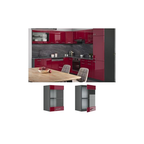 4251421956223 - Glashängeschrank R-Line 40 cm Anthrazit Bordeaux-Rot Hochglanz modern Vicco 4251421956223 - Glashängeschrank R-Line 40 cm Anthrazit Bordeaux-Rot Hochglanz modern Vicco
