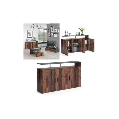 4066731000050 - Sideboard Kommode Highborad Amato 1 Ablage 3 Türen Anthrazit Old Style 4066731000050 - Sideboard Kommode Highborad Amato 1 Ablage 3 Türen Anthrazit Old Style