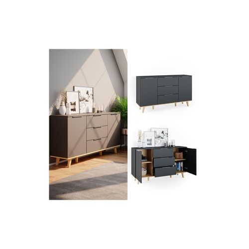 4066731028283 - Sideboard Kommode Wohnwand Neptune Anthrazit Eiche Ablage Türe Schublade 4066731028283 - Sideboard Kommode Wohnwand Neptune Anthrazit Eiche Ablage Türe Schublade