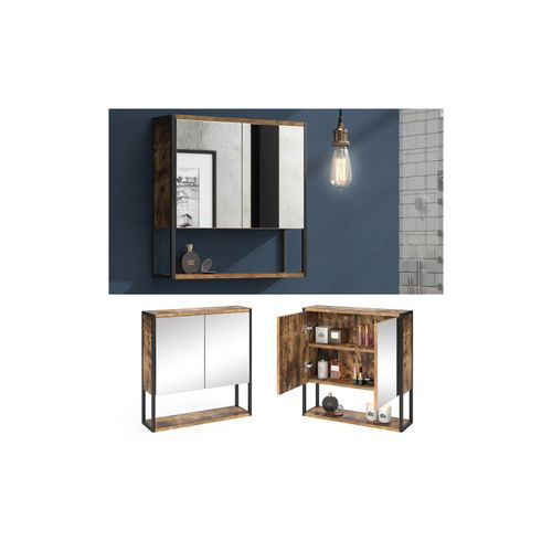 4251421948686 - Spiegelschrank Fyrk Vintage Badschrank Badmöbel Badspiegel mit Ablagen 4251421948686 - Spiegelschrank Fyrk Vintage Badschrank Badmöbel Badspiegel mit Ablagen