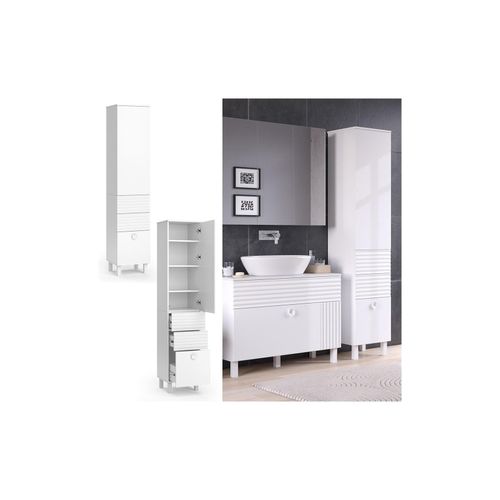 4066731340705 - Hochschrank Sola 402 x 1924 cm Weiß matt Badezimmer Badschrank modern 4066731340705 - Hochschrank Sola 402 x 1924 cm Weiß matt Badezimmer Badschrank modern