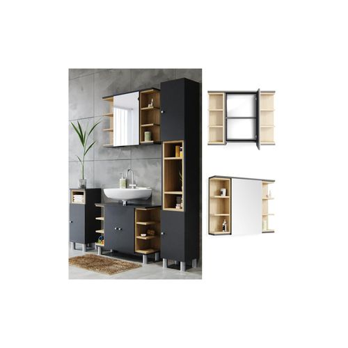 4251421921740 - Spiegelschrank Aquis Spiegel Badspiegel Wandspiegel Bad Eiche Anthrazit 4251421921740 - Spiegelschrank Aquis Spiegel Badspiegel Wandspiegel Bad Eiche Anthrazit