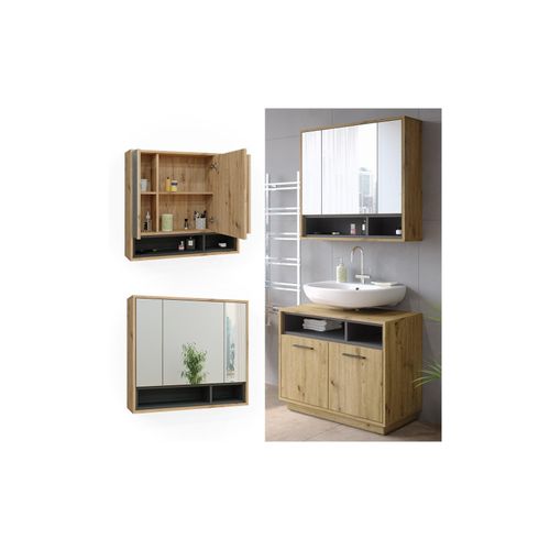 4066731248759 - Spiegelschrank Badschrank Badezimmermöbel Beatrice Eiche Anthrazit modern 80x72 cm Badspiegel Badezimmer Schrank Badmöbel Schranktür Schrankfach 4066731248759 - Spiegelschrank Badschrank Badezimmermöbel Beatrice Eiche Anthrazit modern 80x72 cm Badspiegel Badezimmer Schrank Badmöbel Schranktür Schrankfach