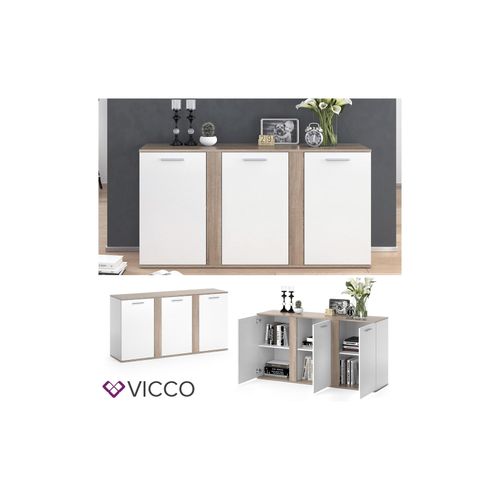 4251421941779 - VICCO Sideboard NOVELLI Highboard weiß sonoma Kommode Anrichte Schrank 3 Türen 4251421941779 - VICCO Sideboard NOVELLI Highboard weiß sonoma Kommode Anrichte Schrank 3 Türen