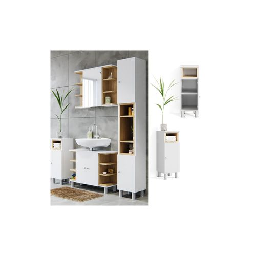 4251421921801 - VICCO Badschrank AQUIS weiß Eiche Midischrank Bad Schrank Badregal Badezimmer 4251421921801 - VICCO Badschrank AQUIS weiß Eiche Midischrank Bad Schrank Badregal Badezimmer
