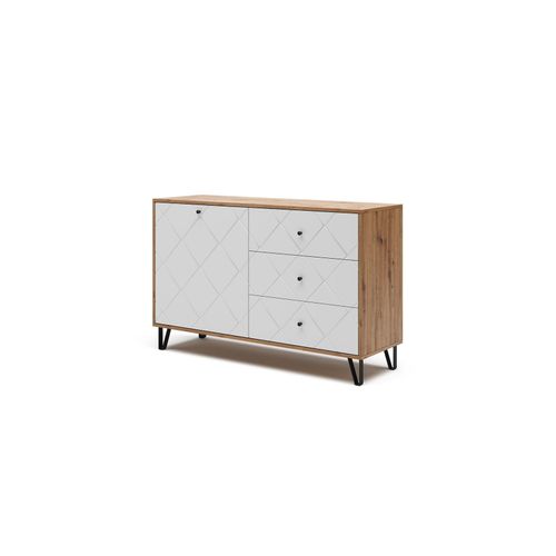 4066731270316 - Sideboard Nizza 128 x 78 cm Artisan Weiß Wohnzimmerschrank