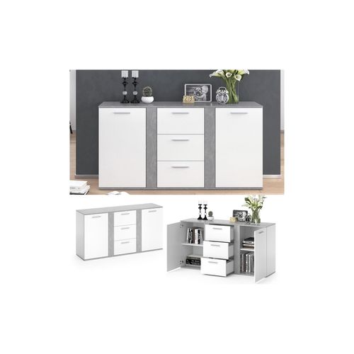 4251421927025 - Sideboard Novelli Highboard Kommode Anrichte Schrank 2 Türen Weiß Beton 4251421927025 - Sideboard Novelli Highboard Kommode Anrichte Schrank 2 Türen Weiß Beton