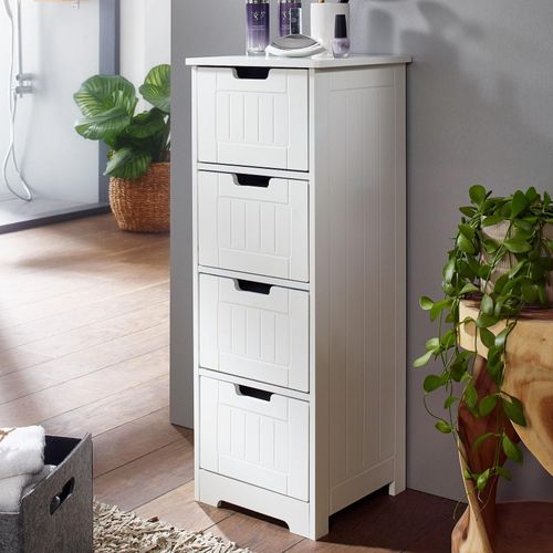 4250950269194 - Design Badschrank patti Landhaus-Stil MDF-Holz 30 x 83 x 30 cm weiß Badezimmerschrank klein 4 Schubladen Beistellschrank Mehrzweckschrank - Finebuy 4250950269194 - Design Badschrank patti Landhaus-Stil MDF-Holz 30 x 83 x 30 cm weiß Badezimmerschrank klein 4 Schubladen Beistellschrank Mehrzweckschrank - Finebuy