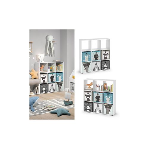 4066731034574 - Würfelregal Raumtrenner Standregal Nove Weiß 9 Fächer Kinder-Faltboxen Vicco