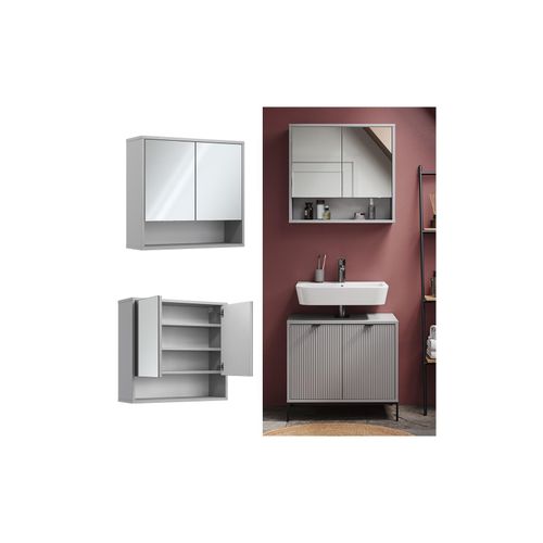 4066731326266 - Spiegelschrank für Badezimmer Eliza 70 x 65 cm Grau Badezimmer Ablage 4066731326266 - Spiegelschrank für Badezimmer Eliza 70 x 65 cm Grau Badezimmer Ablage