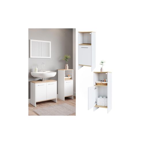4066731043903 - Midischrank Badschrank Badezimmerschrank Elvio Weiß Sonoma Fächer Ablage 4066731043903 - Midischrank Badschrank Badezimmerschrank Elvio Weiß Sonoma Fächer Ablage