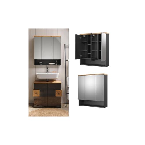 4066731029372 - Spiegelschrank Badspiegel Wandspiegel Eden Badezimmer Anthrazit 3 Türen 4066731029372 - Spiegelschrank Badspiegel Wandspiegel Eden Badezimmer Anthrazit 3 Türen
