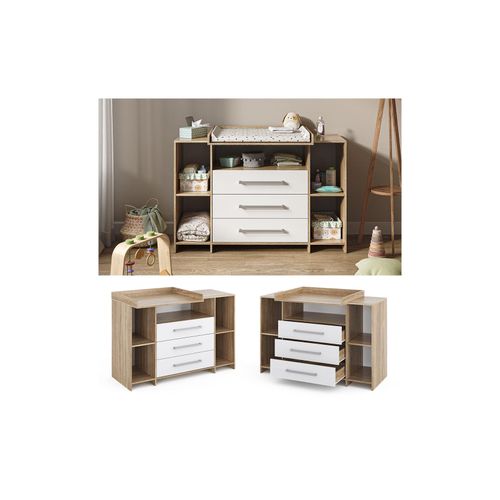4066731272358 - Wickelkommode Oskar XL 143 x 100 cm Sonoma Weiß inklusive Wickelauflage 4066731272358 - Wickelkommode Oskar XL 143 x 100 cm Sonoma Weiß inklusive Wickelauflage