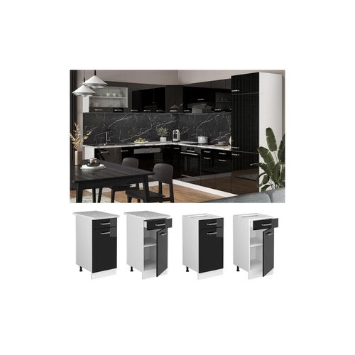4066731344635 - Schubunterschrank Küchenschrank R-Line Solid Weiß Schwarz 40 cm modern Arbeitsplatte 4066731344635 - Schubunterschrank Küchenschrank R-Line Solid Weiß Schwarz 40 cm modern Arbeitsplatte