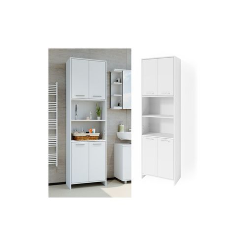 4251421962255 - Badschrank Badregal Hochschrank Maris weiß Aufbewahrungsschrank Badezimmer 4251421962255 - Badschrank Badregal Hochschrank Maris weiß Aufbewahrungsschrank Badezimmer