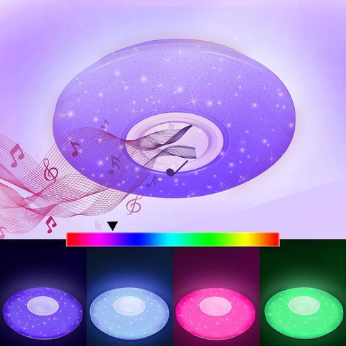 9441000428417 - Swanew - Lustre de plafond led 36W avec effet ciel étoilé télécommande haut-parleurs et musique Bluetooth