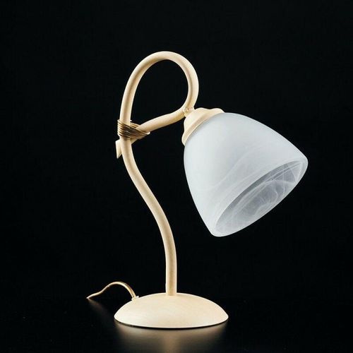 8050713213558 - Bonetti Illumina - Nachttischlampe Eisen Elfenbein Decape Lampenschirm Alabaster Weißglas 23x h31 cm