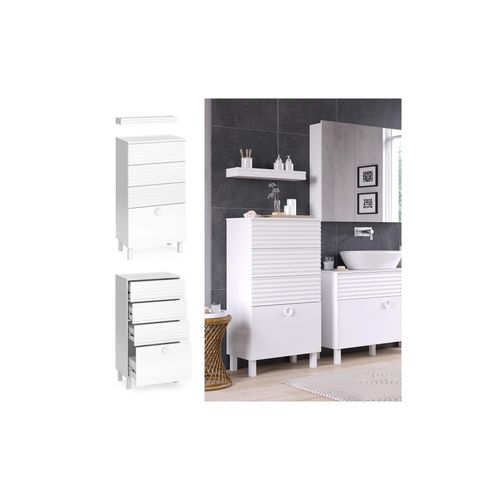 4066731340729 - Midischrank Sola 60 x 113 cm Weiß matt mit Regal modern Badezimmer 4066731340729 - Midischrank Sola 60 x 113 cm Weiß matt mit Regal modern Badezimmer