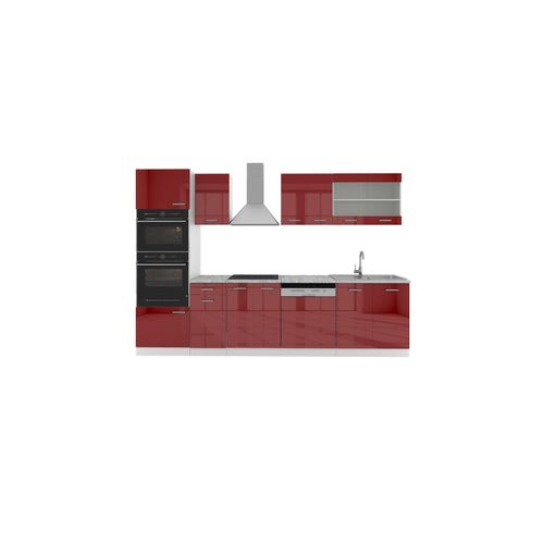 4251421935853 - VICCO KÜCHE R-LINE 300CM KÜCHENZEILE KÜCHENBLOCK EINBAU ROT BORDEAUX HOCHGLANZ 4251421935853 - VICCO KÜCHE R-LINE 300CM KÜCHENZEILE KÜCHENBLOCK EINBAU ROT BORDEAUX HOCHGLANZ