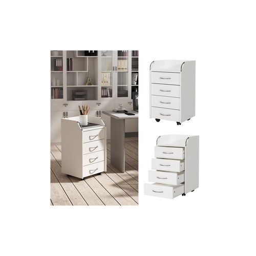4066731272327 - Livinity Rollcontainer Gwendolyn Weiß 40x65x 36 cm 4 Schubladen Büroschrank