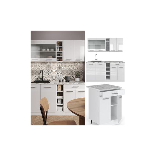 4066731046089 - Küchenzeile Küchenblock Einbauküche R-Line Single Weiß Hochglanz Arbeitsplatte 4066731046089 - Küchenzeile Küchenblock Einbauküche R-Line Single Weiß Hochglanz Arbeitsplatte