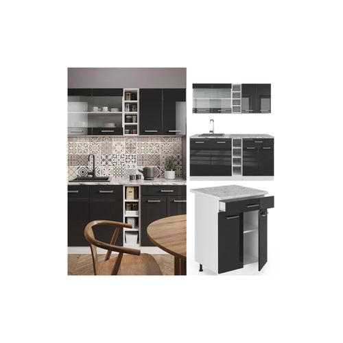 4066731046072 - Küchenzeile Küchenblock Einbauküche R-Line Single Weiß Anthrazit Arbeitsplatte 4066731046072 - Küchenzeile Küchenblock Einbauküche R-Line Single Weiß Anthrazit Arbeitsplatte