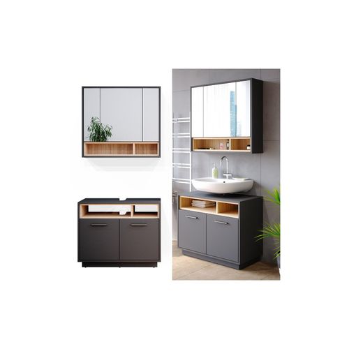 4251421956575 - Badmöbel Badezimmermöbel Beatrice 2er Set aus Spiegelschrank Unterschrank 4251421956575 - Badmöbel Badezimmermöbel Beatrice 2er Set aus Spiegelschrank Unterschrank