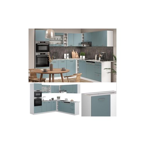 4066731345717 - Eckküche R-Line Solid Weiß Blau Grau 247x237 cm Arbeitsplatte modern Küchenschränke Küchenmöbel 4066731345717 - Eckküche R-Line Solid Weiß Blau Grau 247x237 cm Arbeitsplatte modern Küchenschränke Küchenmöbel