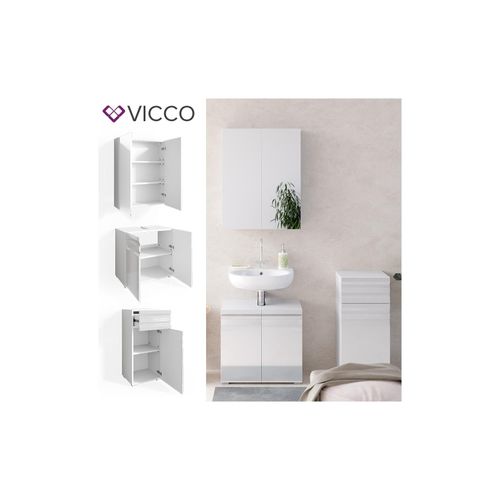 4251421935280 - VICCO Badmöbelset FREDDY Spiegelschrank Unterschrank Midi weiß hochglanz Bad 4251421935280 - VICCO Badmöbelset FREDDY Spiegelschrank Unterschrank Midi weiß hochglanz Bad