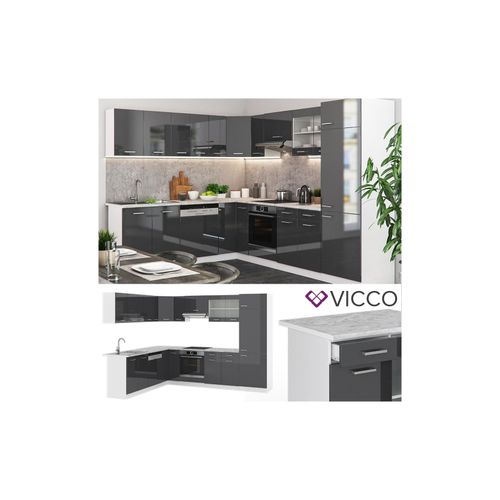 4251421927803 - VICCO KÜCHENZEILE R-LINE ECKKÜCHE WINKEL KÜCHE EINBAUKÜCHE ANTHRAZIT HOCHGLANZ 4251421927803 - VICCO KÜCHENZEILE R-LINE ECKKÜCHE WINKEL KÜCHE EINBAUKÜCHE ANTHRAZIT HOCHGLANZ