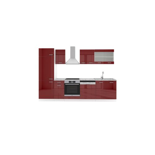 4251421935839 - VICCO KÜCHE R-LINE 300CM KÜCHENZEILE KÜCHENBLOCK EINBAU ROT BORDEAUX HOCHGLANZ 4251421935839 - VICCO KÜCHE R-LINE 300CM KÜCHENZEILE KÜCHENBLOCK EINBAU ROT BORDEAUX HOCHGLANZ