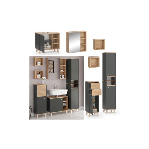 4251421976269 - Badmöbelset Midischrank Hochschrank Unterschrank Spiegelschrank Senyo G A