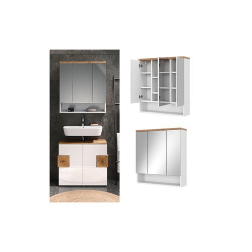 4066731235155 - Spiegelschrank Badspiegel Wandspiegel Eden Weiß Artisan modern 70x78 cm Badezimmer Schrank Badschrank Badezimmermöbel Badmöbel 3 Türen Hochglanz 4066731235155 - Spiegelschrank Badspiegel Wandspiegel Eden Weiß Artisan modern 70x78 cm Badezimmer Schrank Badschrank Badezimmermöbel Badmöbel 3 Türen Hochglanz