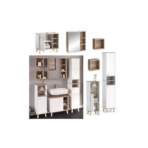 4251421976115 - Badmöbelset Midischrank Hochschrank Unterschrank Spiegelschrank Senyo S W 4251421976115 - Badmöbelset Midischrank Hochschrank Unterschrank Spiegelschrank Senyo S W