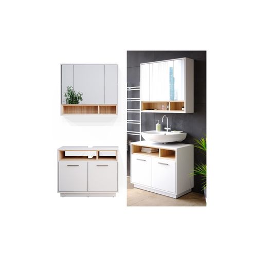 4251421956568 - Badmöbel Badezimmermöbel Beatrice 2er Set aus Spiegelschrank Unterschrank 4251421956568 - Badmöbel Badezimmermöbel Beatrice 2er Set aus Spiegelschrank Unterschrank
